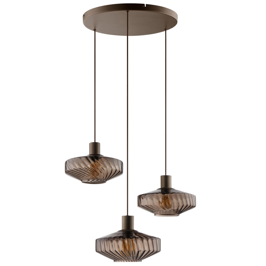 Brilliant - Luster na lane LYN 3xE27/20W/230V pr. 69 cm hnedá/dýmovo-hnedá