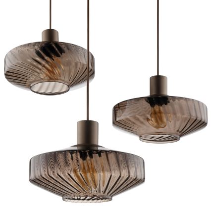 Brilliant - Luster na lane LYN 3xE27/20W/230V pr. 69 cm hnedá/dýmovo-hnedá