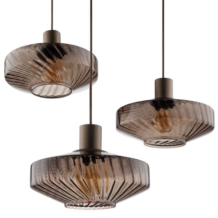 Brilliant - Luster na lane LYN 3xE27/20W/230V pr. 69 cm hnedá/dýmovo-hnedá