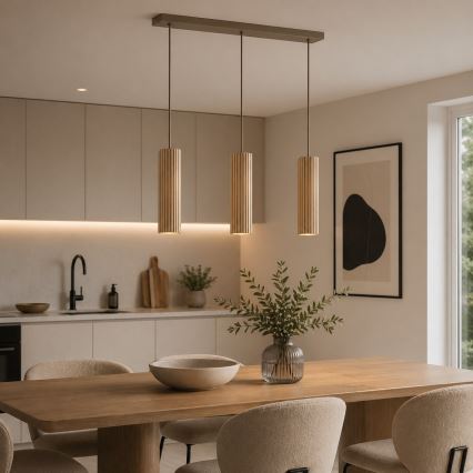 Brilliant - Luster na lanku LAKEWOOD 3xGU10/10W/230V hnedá