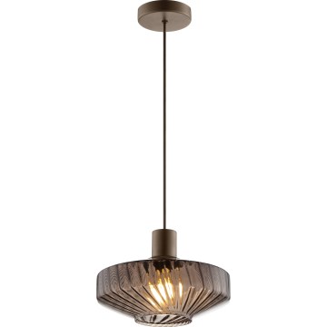 Brilliant - Luster na lanku LYN 1xE27/20W/230V priemer 28 cm hnedá/dymovo-hnedá