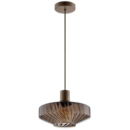 Brilliant - Luster na lanku LYN 1xE27/20W/230V priemer 28 cm hnedá/dymovo-hnedá