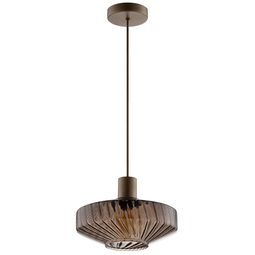 Brilliant - Luster na lanku LYN 1xE27/20W/230V priemer 28 cm hnedá/dymovo-hnedá