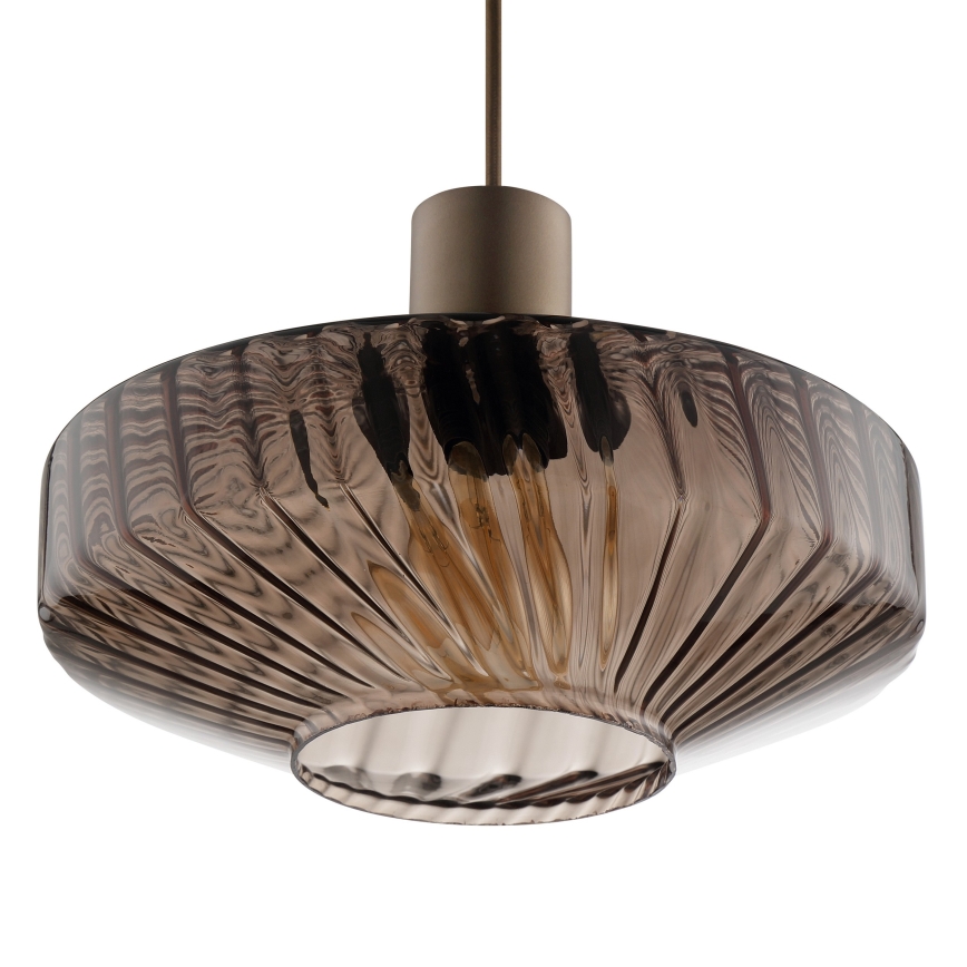 Brilliant - Luster na lanku LYN 1xE27/20W/230V priemer 28 cm hnedá/dymovo-hnedá