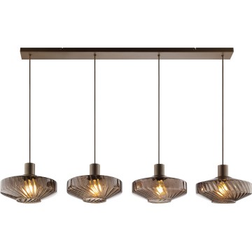 Brilliant - Luster na lanku LYN 4xE27/20W/230V hnedá/dymovo-hnedá