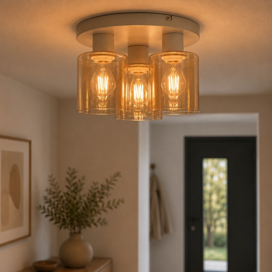 Brilliant - Prisadený luster LYSKA 3xE27/20W/230V pr. 31 cm krémová/dymová béžová