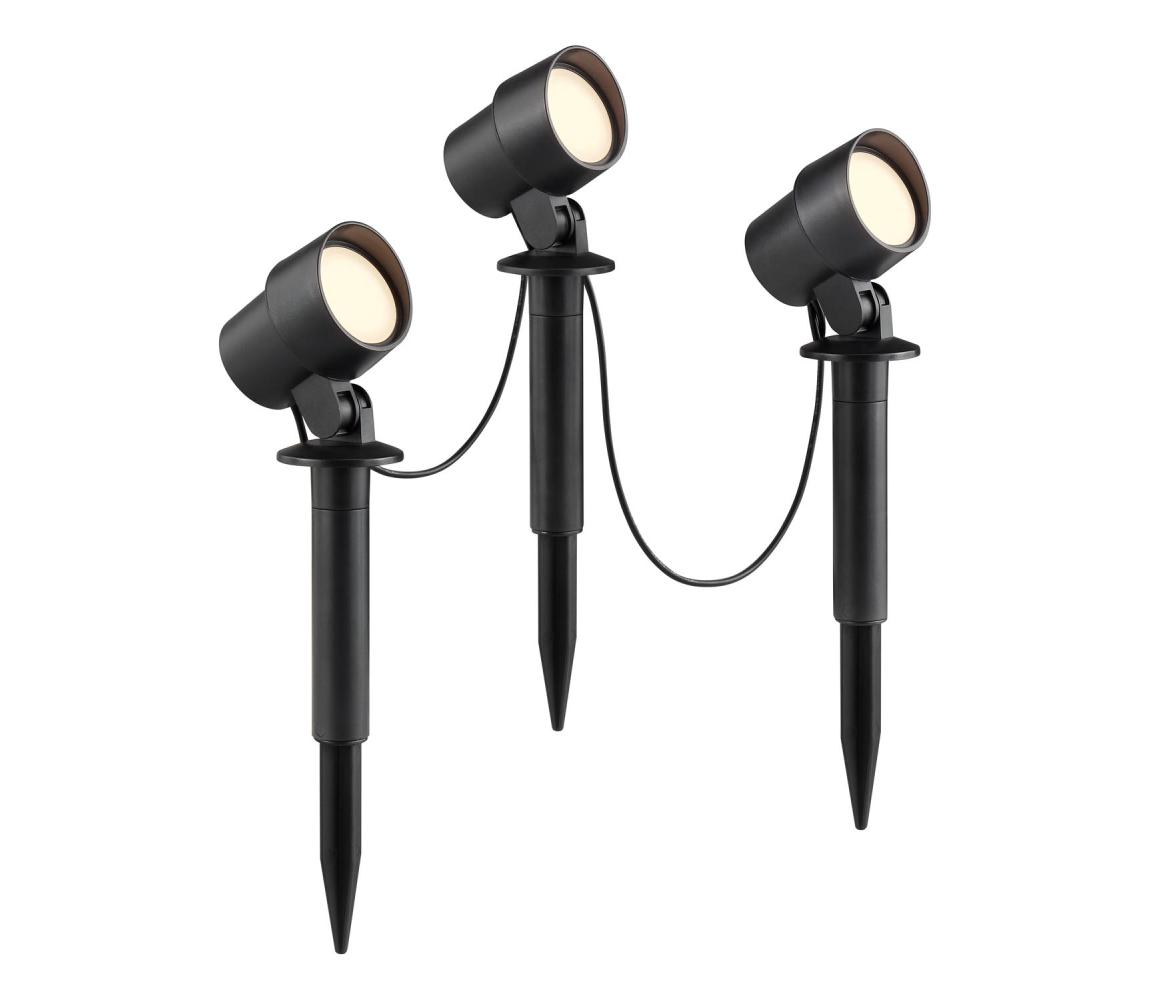 Brilliant - Sada 3x LED vonkajších svietidiel KAMARA LED/8,5W/230V IP44, čierna G40908/06