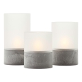 Brilliant - Sada 3× LED sviečok BOUGIE LED/2×AA IP44 sivá/biela