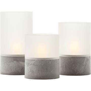 Brilliant - Sada 3× LED sviečok BOUGIE LED/2×AA IP44 sivá/biela
