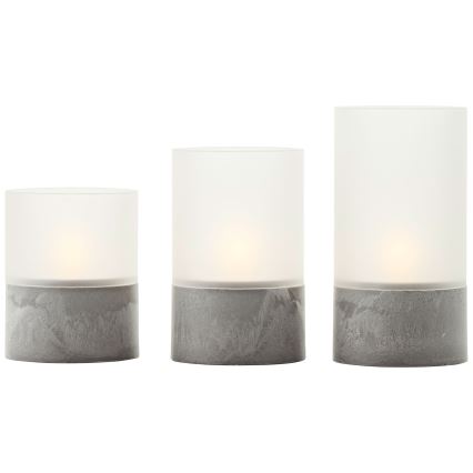 Brilliant - Sada 3× LED sviečok BOUGIE LED/2×AA IP44 sivá/biela