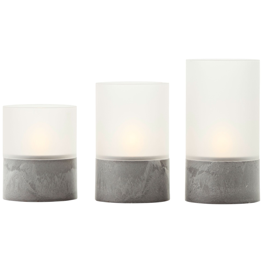 Brilliant - Sada 3× LED sviečok BOUGIE LED/2×AA IP44 sivá/biela