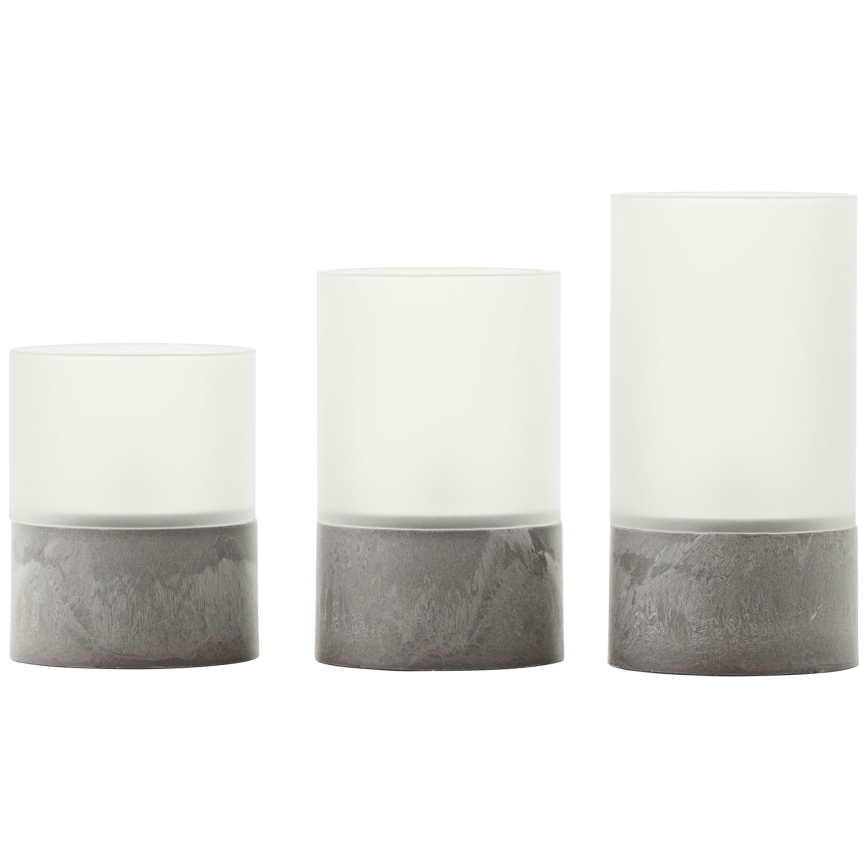 Brilliant - Sada 3× LED sviečok BOUGIE LED/2×AA IP44 sivá/biela