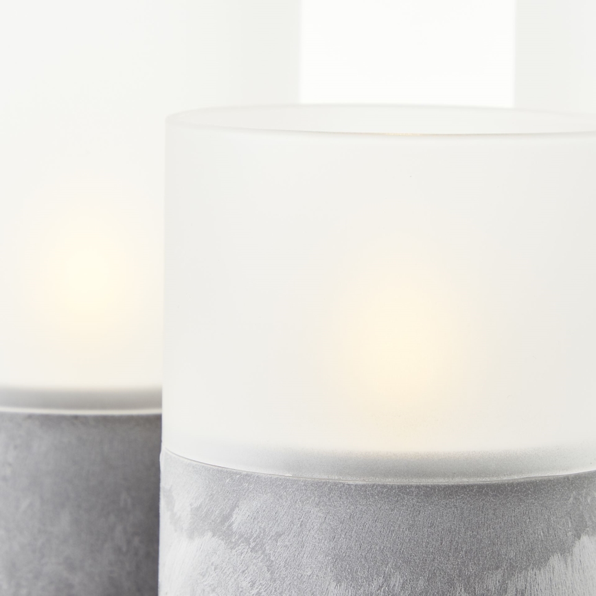 Brilliant - Sada 3× LED sviečok BOUGIE LED/2×AA IP44 sivá/biela