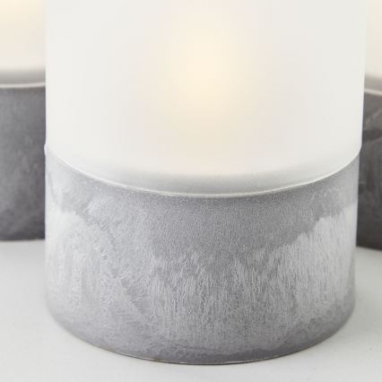 Brilliant - Sada 3× LED sviečok BOUGIE LED/2×AA IP44 sivá/biela