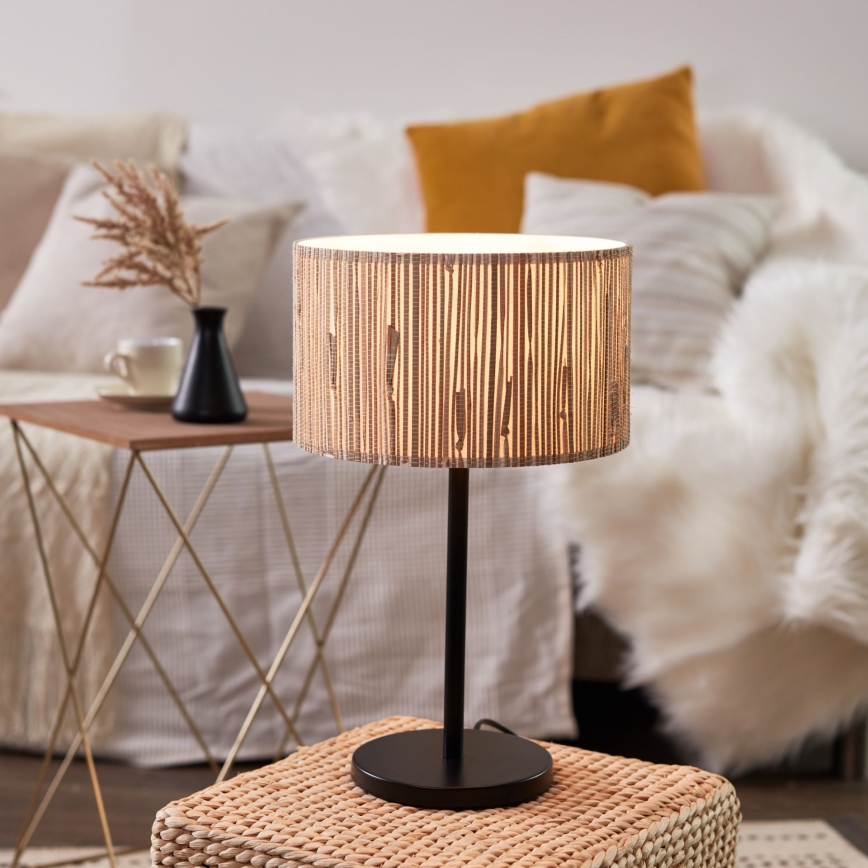 Brilliant - Stolná lampa WIMEA 1xE27/52W/230V čierna/béžová