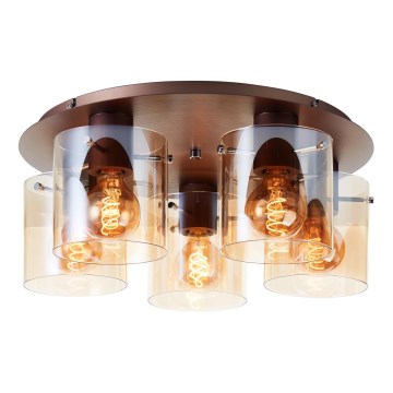 Brilliant - Stropné svietidlo PETJE 5xE27/40W/230V priemer 52 cm hnedé/dymové