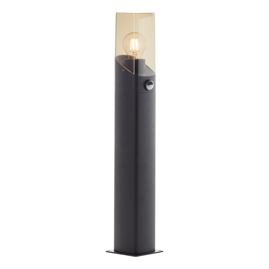 Brilliant - Vonkajšia lampa so senzorom MINOU 1xE27/10W/230V IP44 čierna/dymová