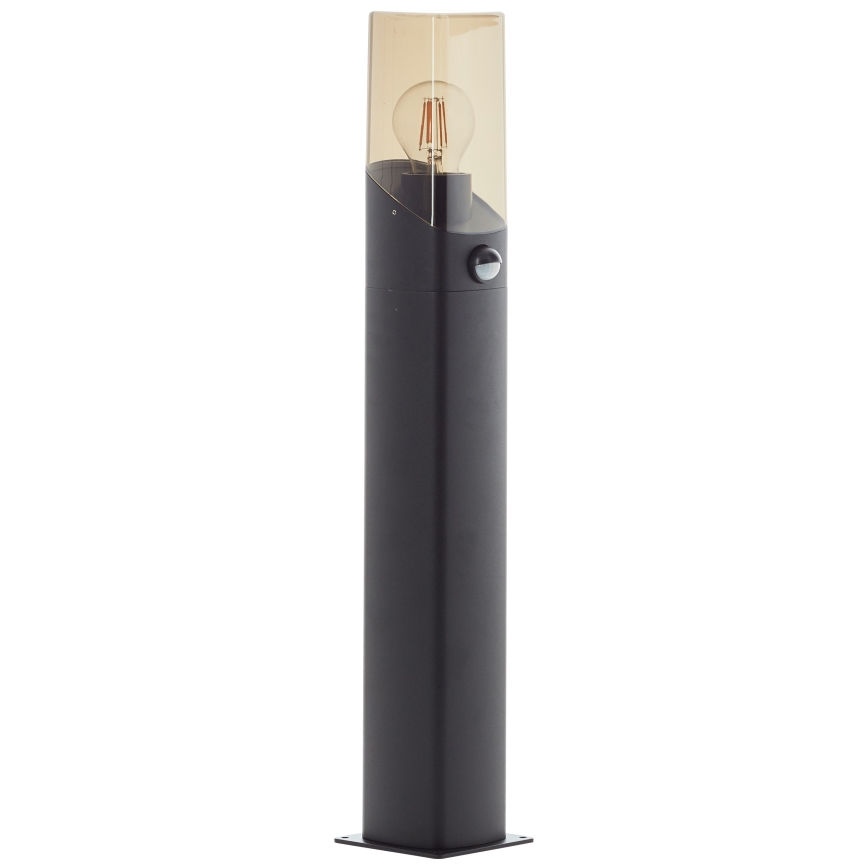 Brilliant - Vonkajšia lampa so senzorom MINOU 1xE27/10W/230V IP44 čierna/dymová
