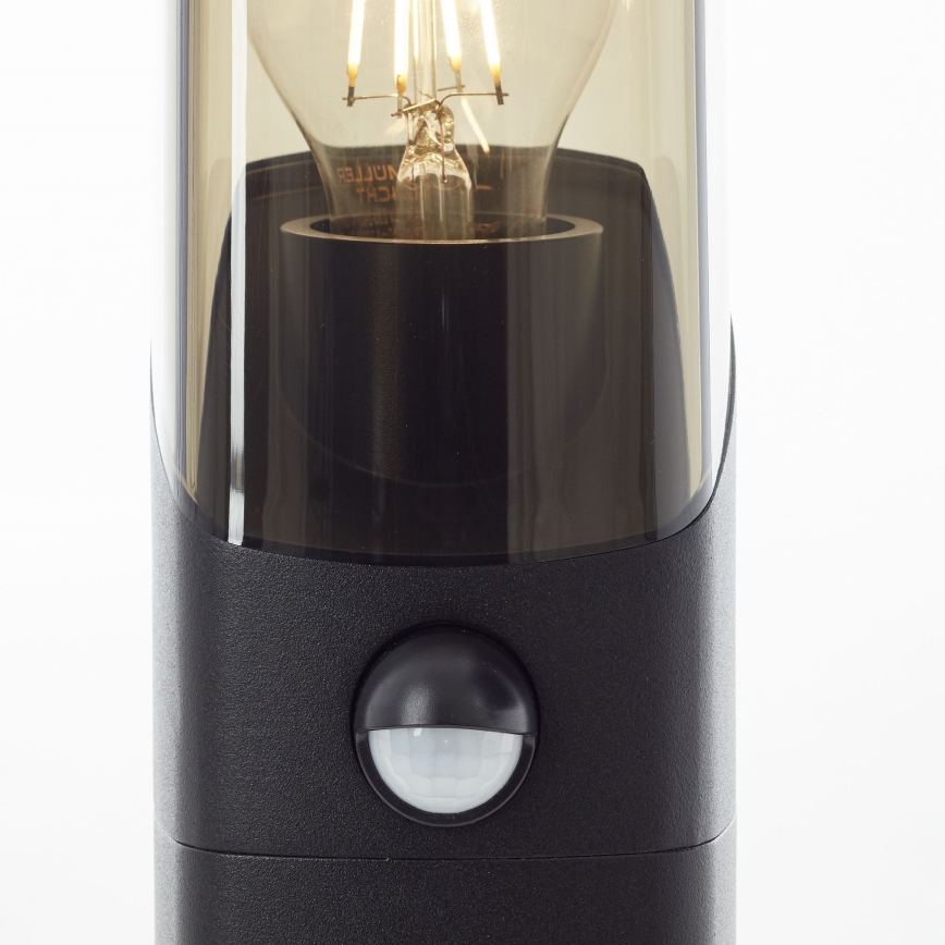 Brilliant - Vonkajšia lampa so senzorom MINOU 1xE27/10W/230V IP44 čierna/dymová