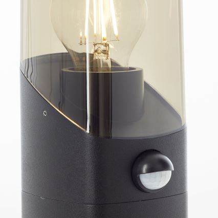 Brilliant - Vonkajšia lampa so senzorom MINOU 1xE27/10W/230V IP44 čierna/dymová