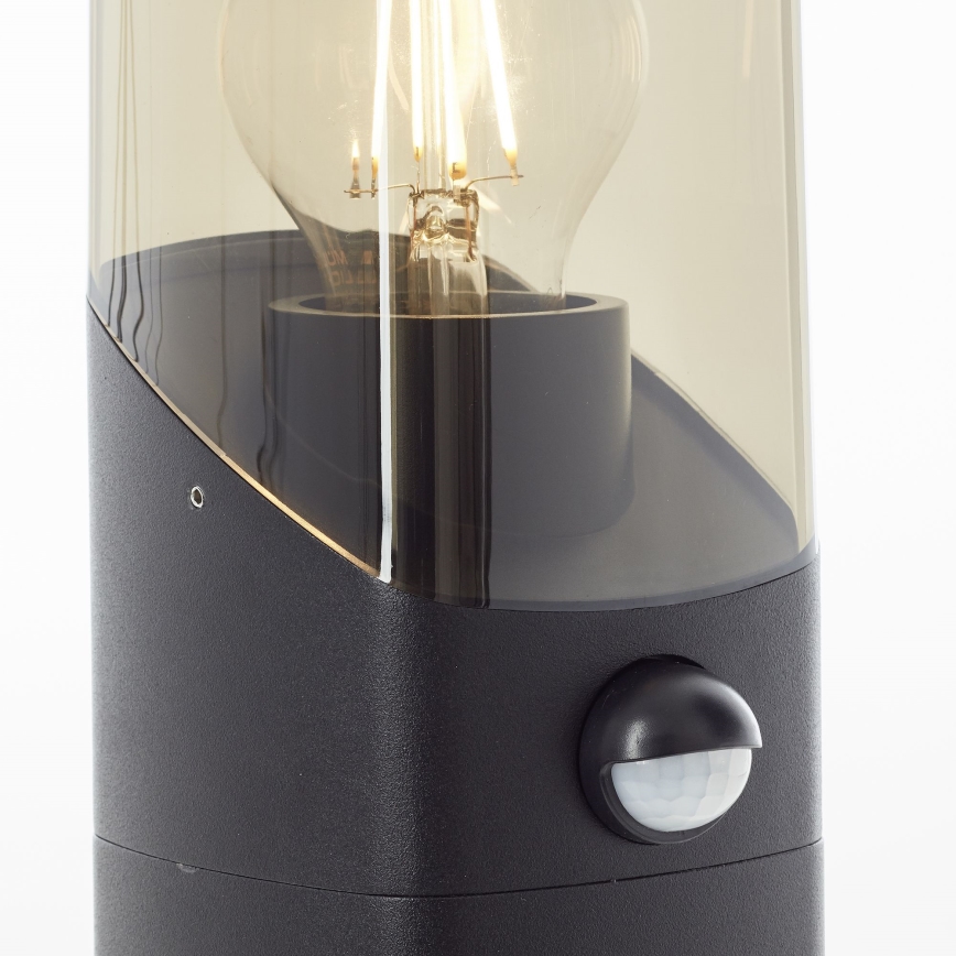 Brilliant - Vonkajšia lampa so senzorom MINOU 1xE27/10W/230V IP44 čierna/dymová