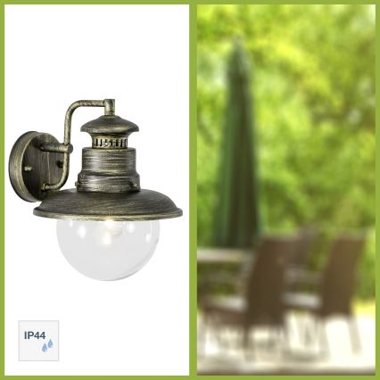 Brilliant - Vonkajšia nástenná lampa ARTU 1xE27/60W/230V IP44 patina/zlatá
