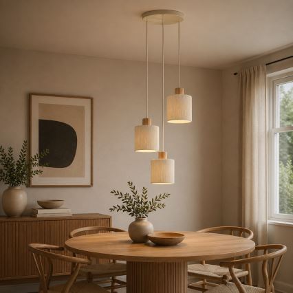 Brilliant - Závesné svietidlo na lanku ARLO 3xE27/20W/230V pr. 40 cm krémové