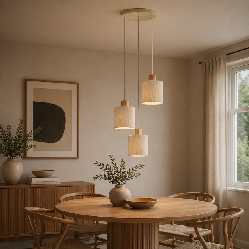 Brilliant - Závesné svietidlo na lanku ARLO 3xE27/20W/230V pr. 40 cm krémové