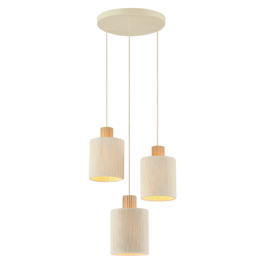 Brilliant - Závesné svietidlo na lanku ARLO 3xE27/20W/230V pr. 40 cm krémové