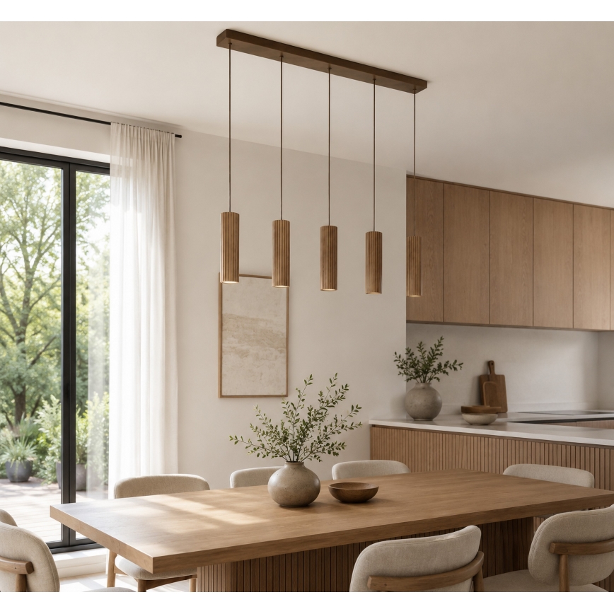 Brilliant - Závesné svietidlo na lanku LAKEWOOD 5xGU10/10W/230V hnedé
