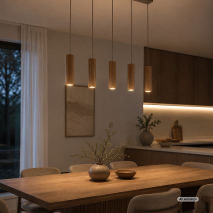 Brilliant - Závesné svietidlo na lanku LAKEWOOD 5xGU10/10W/230V hnedé