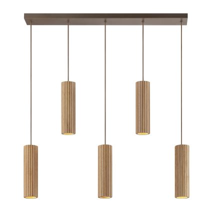 Brilliant - Závesné svietidlo na lanku LAKEWOOD 5xGU10/10W/230V hnedé
