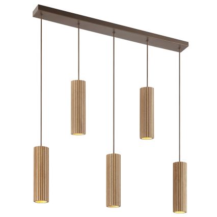 Brilliant - Závesné svietidlo na lanku LAKEWOOD 5xGU10/10W/230V hnedé