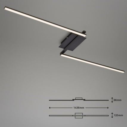 Brilo 3500-015 - LED Prisadený luster STAFF 2xLED/6W/230V čierna