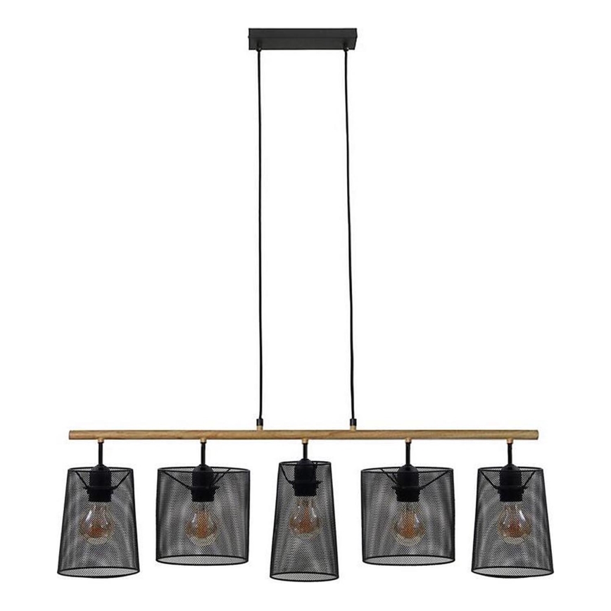 Brilo 4078-054 - Závesný luster na lankách WOOD & STYLE 5xE27/60W/230V