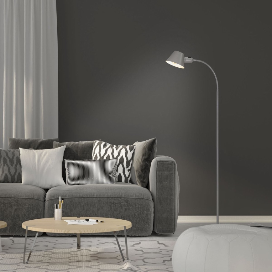 Brilo - Flexibilná stojacia lampa 1xE27/10W/230V strieborná