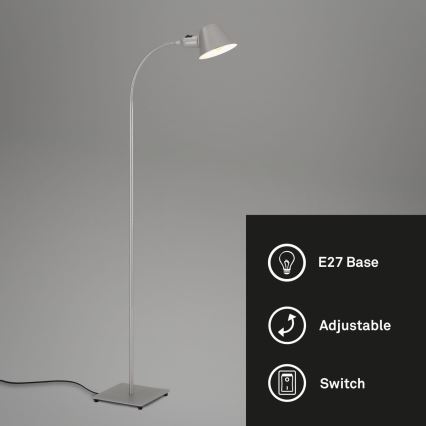 Brilo - Flexibilná stojacia lampa 1xE27/10W/230V strieborná