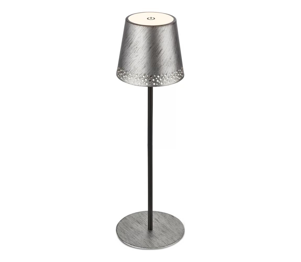 Brilo - KIKI nabíjateľná dotyková stolná LED lampa LED/2,6W/5V IP44 2600 mAh strieborná 7438-214