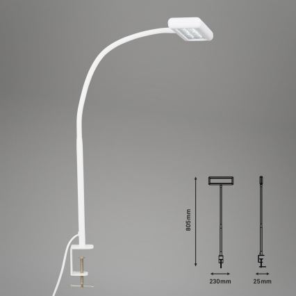 Brilo - LED Flexibilná stolná lampa s klipom TRASNA LED/7,5W/230V biela