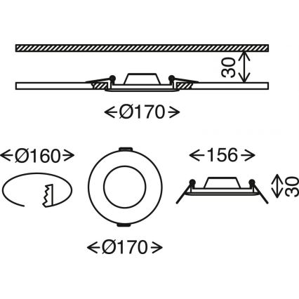 Brilo - LED Kúpeľňové podhľadové svietidlo FLAT LED/12W/230V IP44 matný chróm