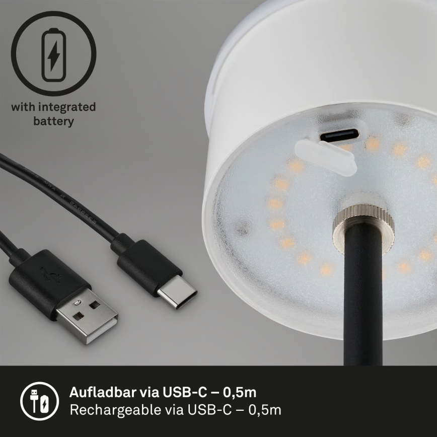 Brilo - LED stmievateľná nabíjacia dotyková vonkajšia stolová lampa KIKI LED/2,6W/5V IP44 2600 mAh čierna