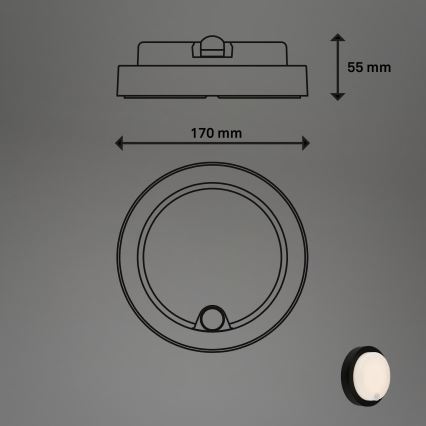 Brilo - LED nabíjateľné vonkajšie nástenné svietidlo so snímačom LED/4W/5V 4400 mAh IP44 čierna