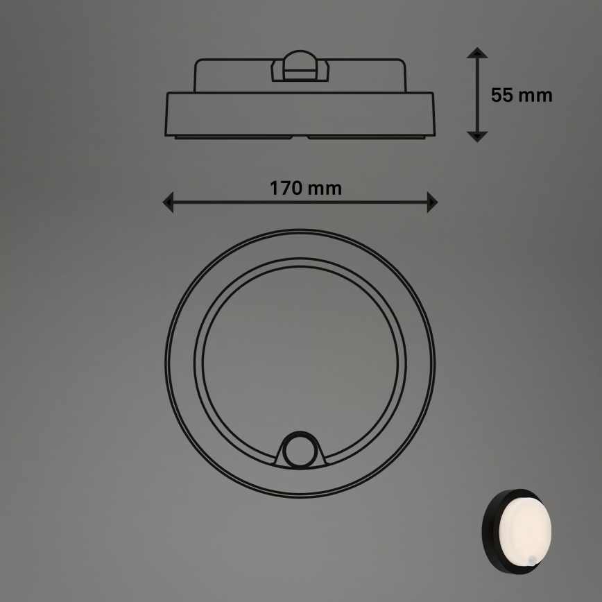 Brilo - LED nabíjateľné vonkajšie nástenné svietidlo so snímačom LED/4W/5V 4400 mAh IP44 čierna