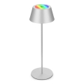 Brilo - LED RGB Stmievateľná nabíjateľná dotyková vonkajšia stolová lampa KIKI LED/2,6W/5V IP44 2600 mAh strieborná