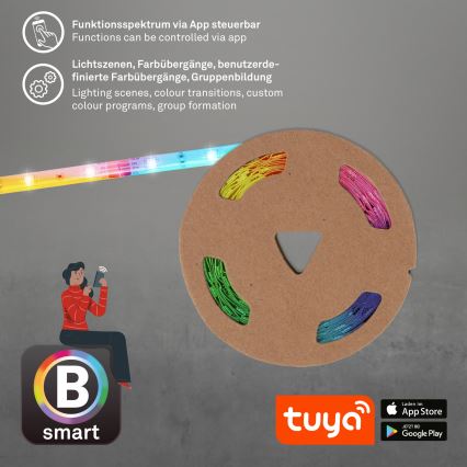 Brilo - LED RGBW Stmievateľný pásik 6,5m LED/18W/230V Wi-Fi Tuya + diaľkové ovládanie