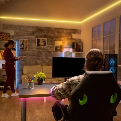 Brilo - LED RGBW Stmievateľný pásik MUSIC 6,65m LED/18W/230V Wi-Fi Tuya + diaľkové ovládanie