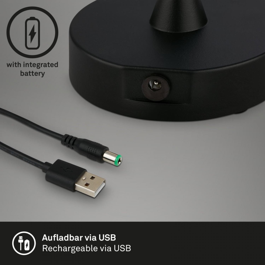 Brilo - LED Stmievateľná nabíjacia vonkajšia stolná lampa COMPA LED/3W/5V IP44 gumovník čierna/biela