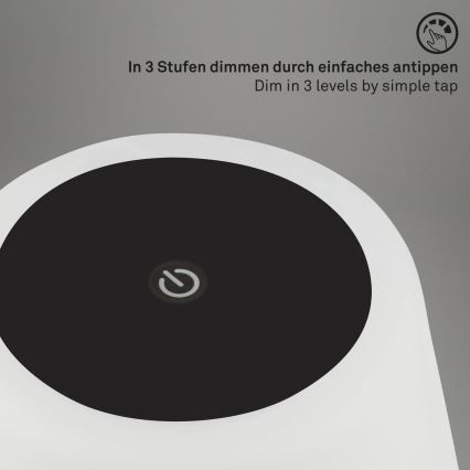 Brilo - LED Stmievateľná nabíjacia vonkajšia stolná lampa COMPA LED/3W/5V IP44 gumovník čierna/biela