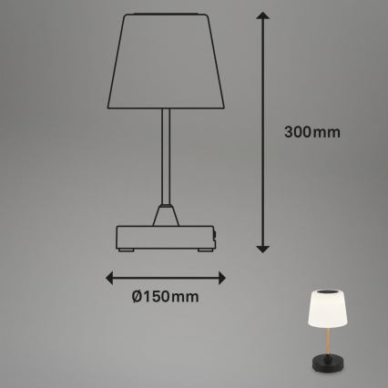 Brilo - LED Stmievateľná nabíjacia vonkajšia stolná lampa COMPA LED/3W/5V IP44 gumovník čierna/biela