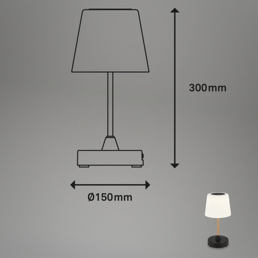 Brilo - LED Stmievateľná nabíjacia vonkajšia stolná lampa COMPA LED/3W/5V IP44 gumovník čierna/biela